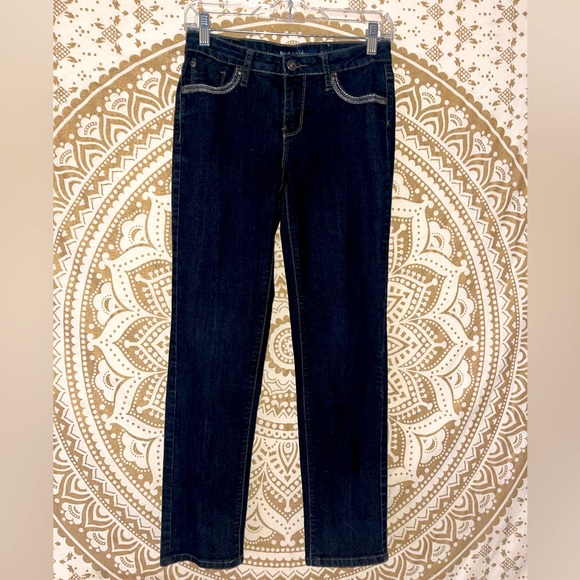 Salt Works Denim - “SALT WORKS” NYC LADIES MID-RISE SKINNY EMBELLISHED JEAN WITH POCKETS, SIZE 4